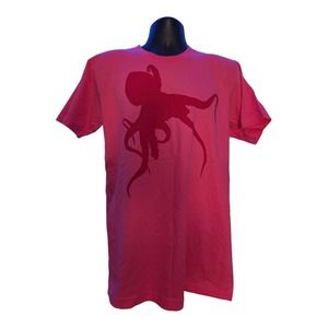 Hot Pink Kraken Octopus Short Sleeve Shirt Men's Size Medium American Apparel